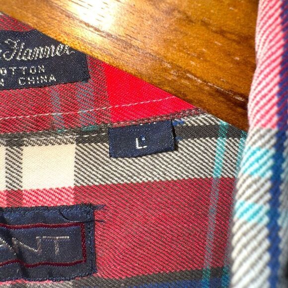 GANT Red Plaid Cambridge Flannel Button Down Sz L - Picture 3 of 8